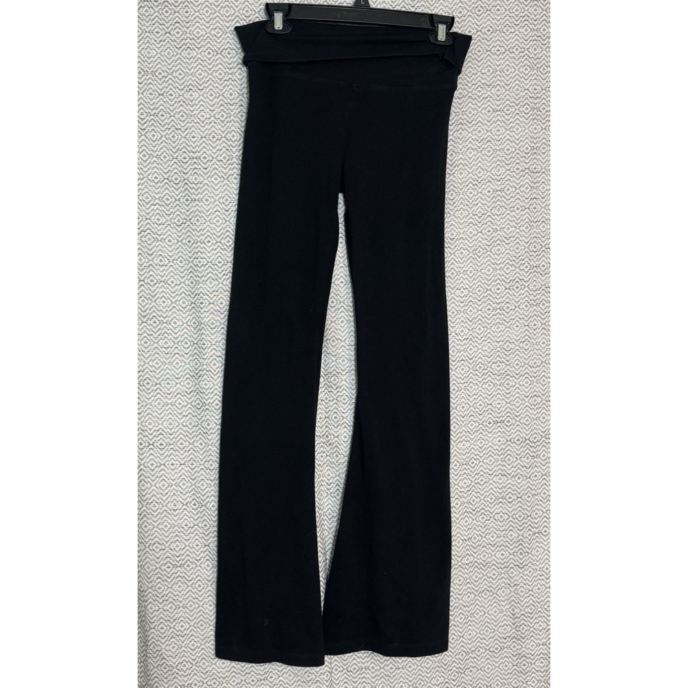Victoria's Secret Pink Black Flared Leggings Yoga Pants Rhinestone Logo Rare S